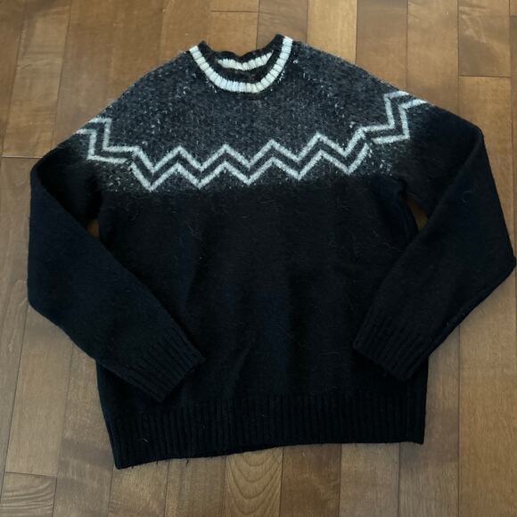 American Vintage unbranded Faire Isle Sweater black & gray size XS - Picture 4 of 12